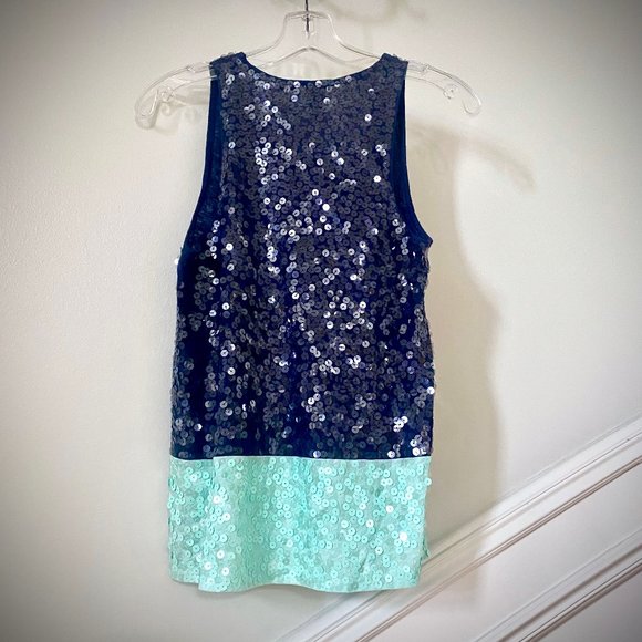 J. Crew Navy and Mint Sequin Tank Top - Picture 2 of 8